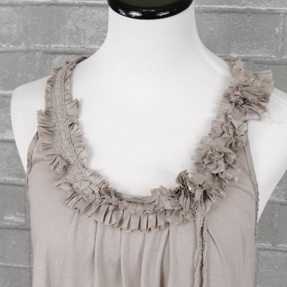Anthropologie Deletta Ribbon Ruffle Tank Top - Picture 2 of 11